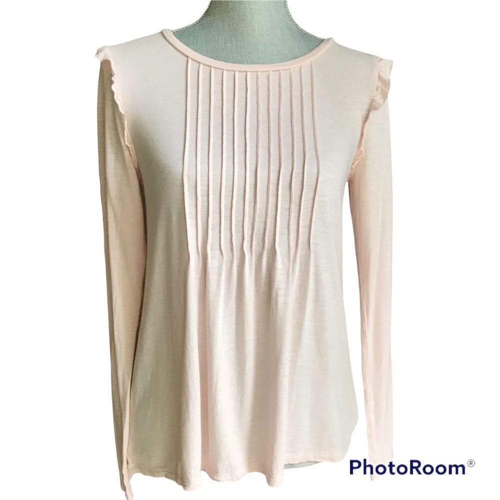 Aerie Real Soft Ruffle Long Sleeve Top in Light Pink -‎ Small